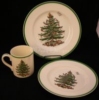 Spode CHRISTMAS TREE 3pc Set PLATES + MUG